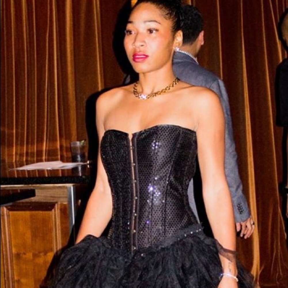 Black sequence hand tooled dress. Formal wear.